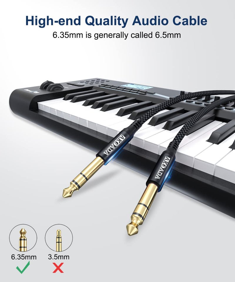 AkoaDa 1/4 Inch TRS Instrument Cable 10ft 2Pack 6.35mm Guitar Bass AMP Cord 6.35mm 1/4 TRS Balanced Stereo Audio Male to Male Cable for Electric Guitar,Bass,Keyboard,Mixer,Amplifier,Speaker - Image 2